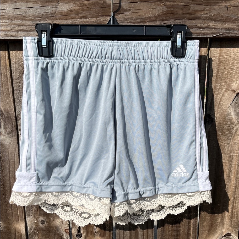 Adidas Women's Gray Lace Hem Athletic Shorts